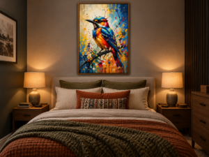 Quadro Decorativo Ave em Cores Vibrantes