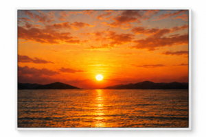 Quadro Decorativo Pôr do Sol no Mar - Entardecer Dourado