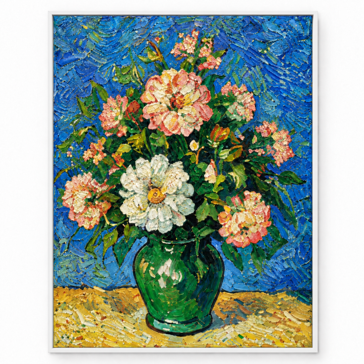Quadro Decorativo Flores em Vaso Verde — Afeto em Azul - Imagem 2
