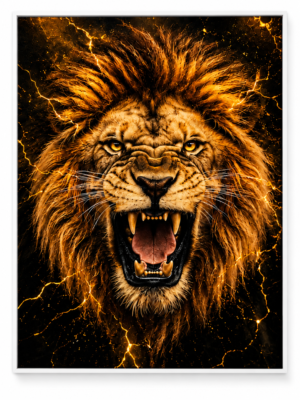 Quadro Decorativo Leão Dourado - Força Dourada