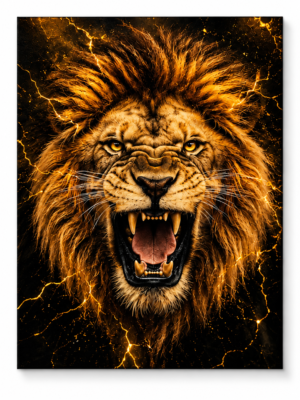 Quadro Decorativo Leão Dourado - Força Dourada