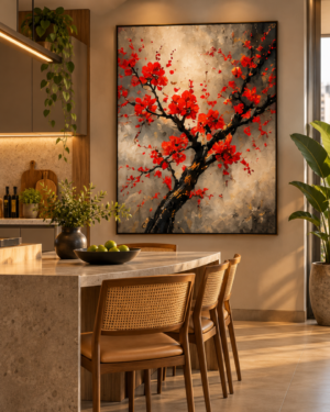 Quadro Decorativo Ramos em Vermelho