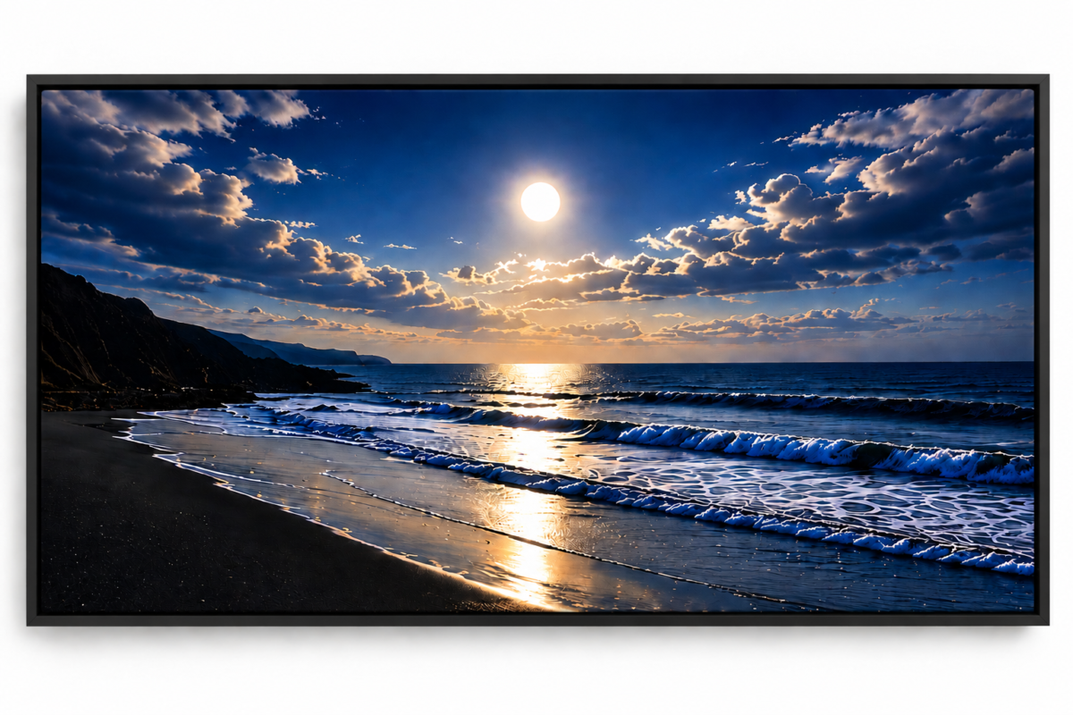 Quadro Decorativo Paisagem Noturna - Luar na Praia - Imagem 3
