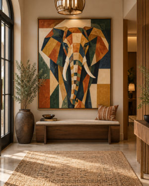 Quadro Decorativo Elefante Geométrico